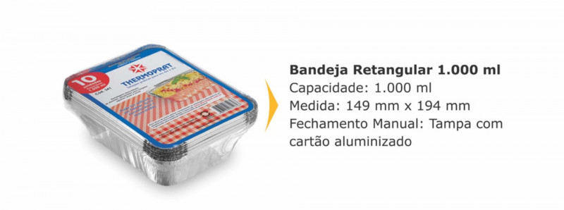 BANDEJA ALUMÍNIO 1000 GR THERMOPRAT - CAIXA C/ 24 PACOTES C/ 10 UNIDADES