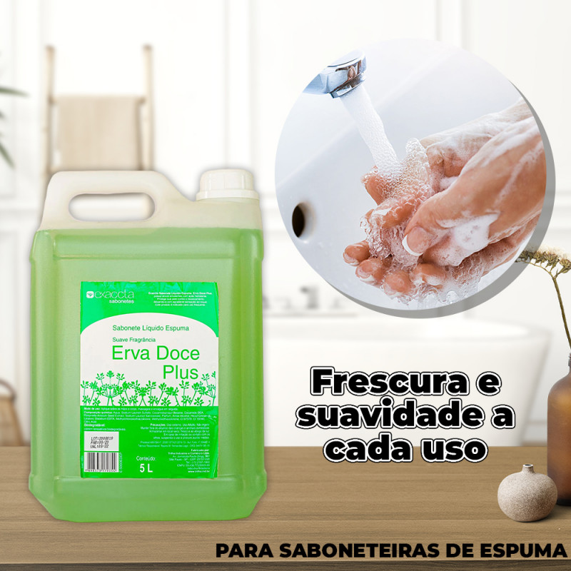 SABONETE LIQUIDO 5 LITROS C/ ESPUMA ERVA DOCE EXACCTA C/ 1 UN (E-5000EDEP)