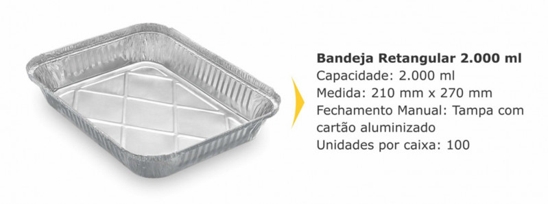 BANDEJA ALUMINIO 2000 GR THERMOPRAT - CAIXA C/ 100 UNIDADES