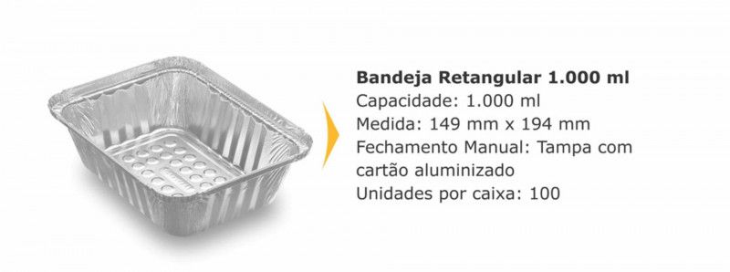 BANDEJA ALUMÍNIO 1000 GR THERMOPRAT - CAIXA C/ 200 UNIDADES