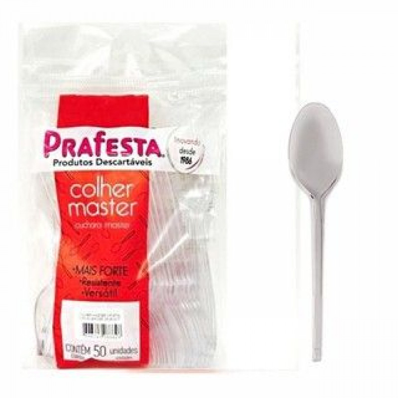 COLHER MASTER PRAFESTA BRANCA PT C/ 50 UN (8881)