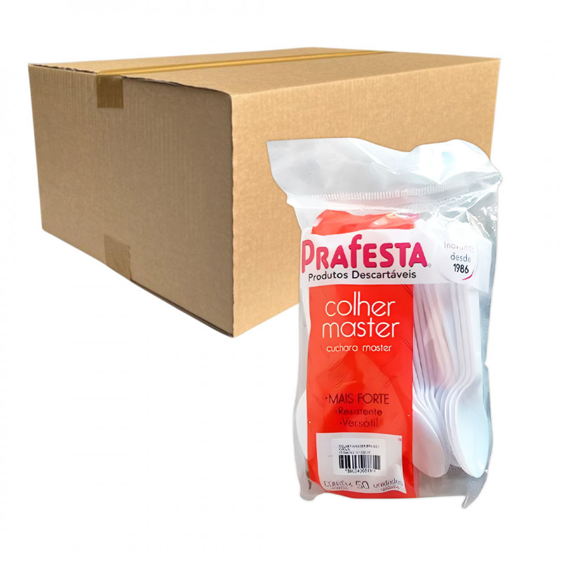 COLHER MASTER PRAFESTA BRANCA CX C/ 500 UN (8881)