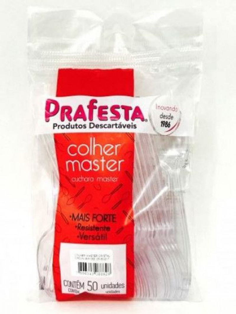 COLHER MASTER PRAFESTA CRISTAL PT C/ 50 UN (8882)