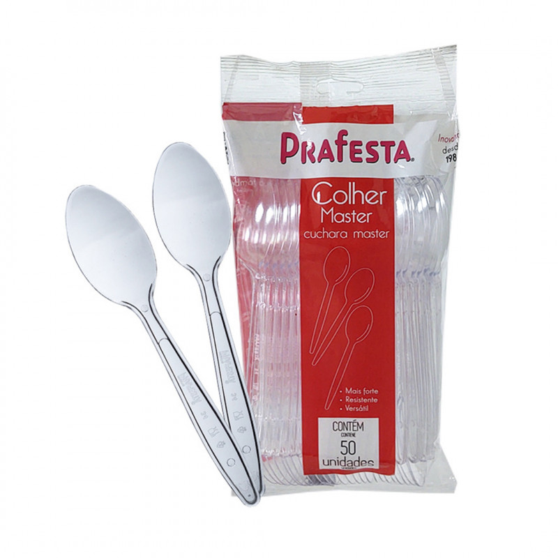 COLHER MASTER PRAFESTA CRISTAL PT C/ 50 UN (8882)