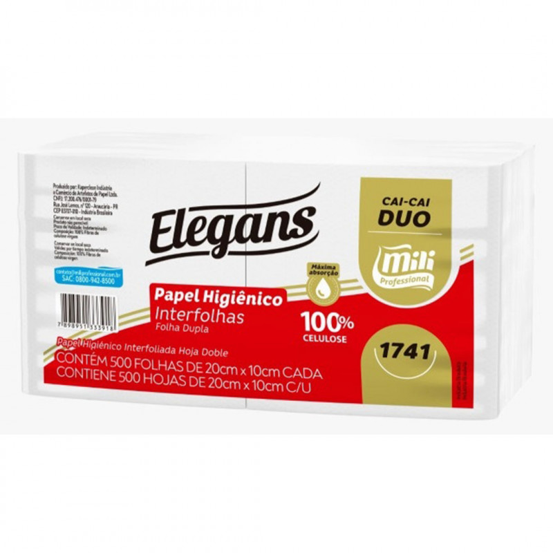 HIGIENICO FD INTERFOLHADO ELEGANS MILI - 1741-28 GR DUO PT COM 500 UN
