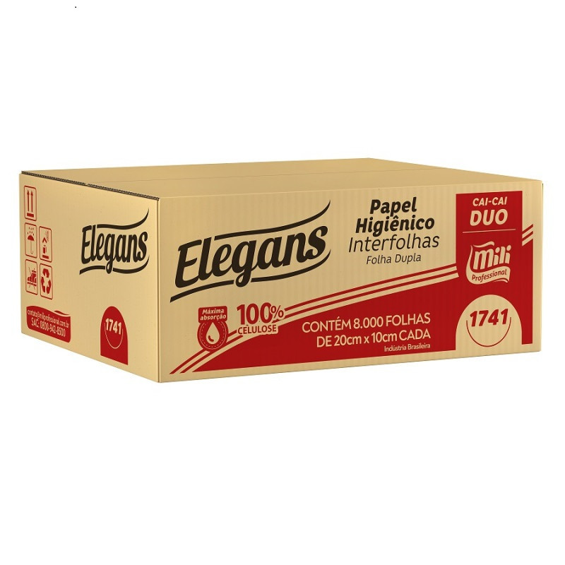 HIGIENICO FD INTERFOLHADO ELEGANS MILI - 1741-28 GR DUO PT COM 500 UN