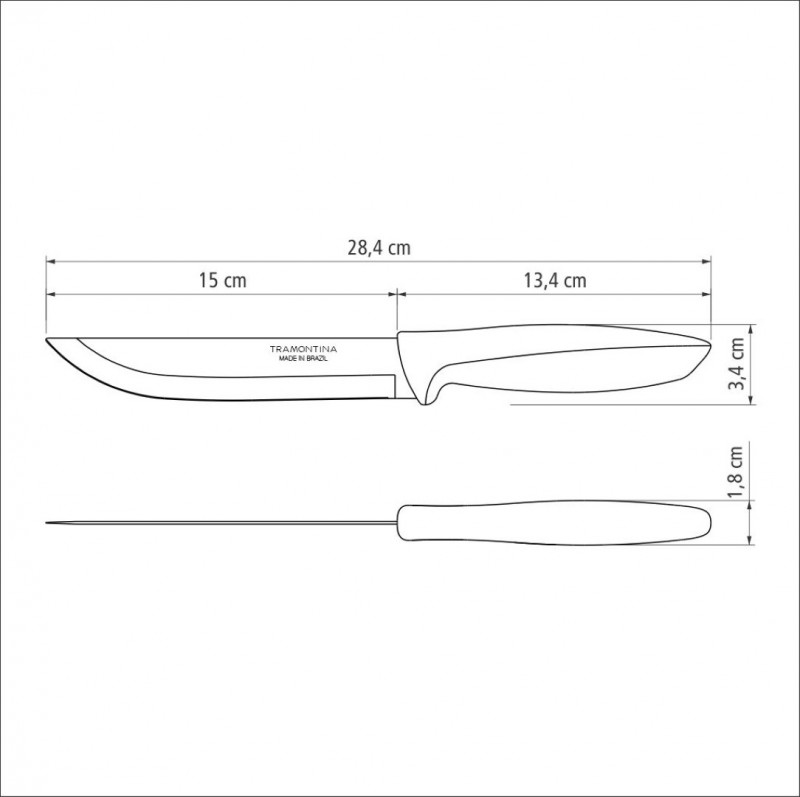 FACA PARA COZINHA EM AÇO INOX PRETO PLENUS 6" TRAMONTINA