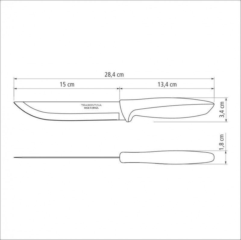 Faca Cozinha Tramontina Plenus Lâmina Aço Inox Cb Branco 6"