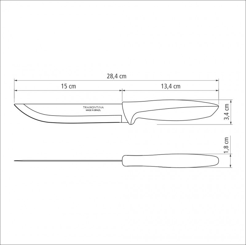 Faca Cozinha Tramontina Plenus Lâmina Aço Inox Cb Branco 6"