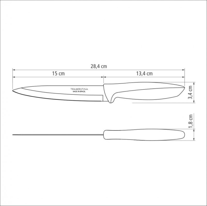 FACA UTILITY EM AÇO INOX PRETO PLENUS 6" TRAMONTINA