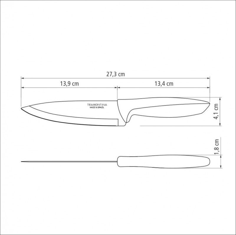 FACA CHEF EM AÇO INOX PRETO PLENUS 6" TRAMONTINA