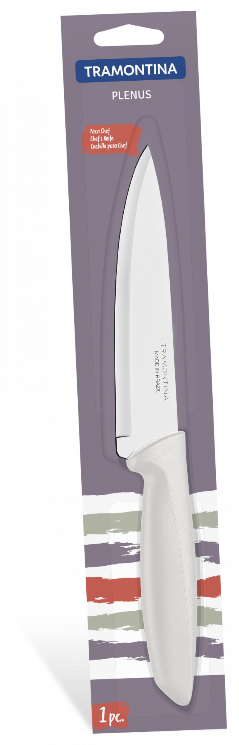 Faca Chef Tramontina Plenus Lâmina Aço Inox Cabo Branco 6"