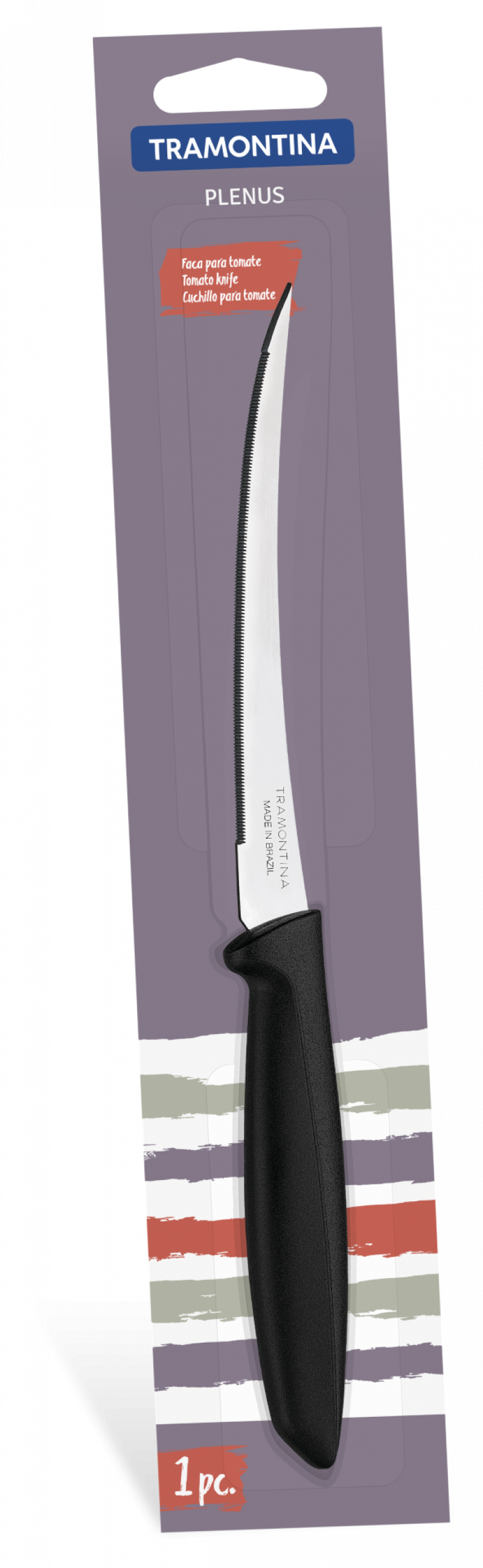 Faca Para Tomate Em Aço Inox Preto Plenus 5" Tramontina