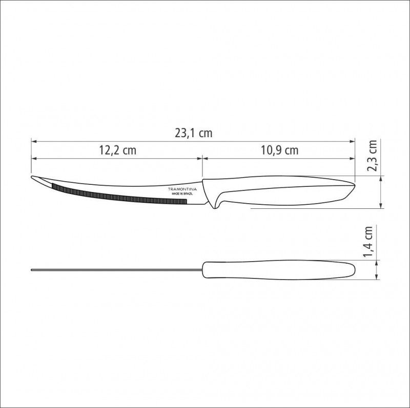 Faca Para Tomate Em Aço Inox Preto Plenus 5" Tramontina