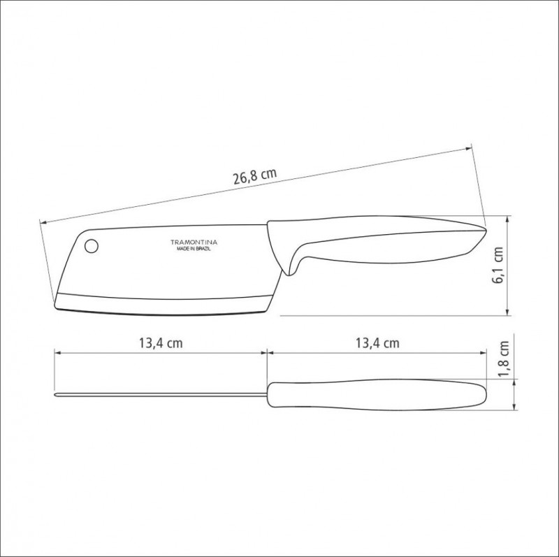 Faca Cutelo Carne Churrasco Tramontina Aço Inox 5 Polegadas