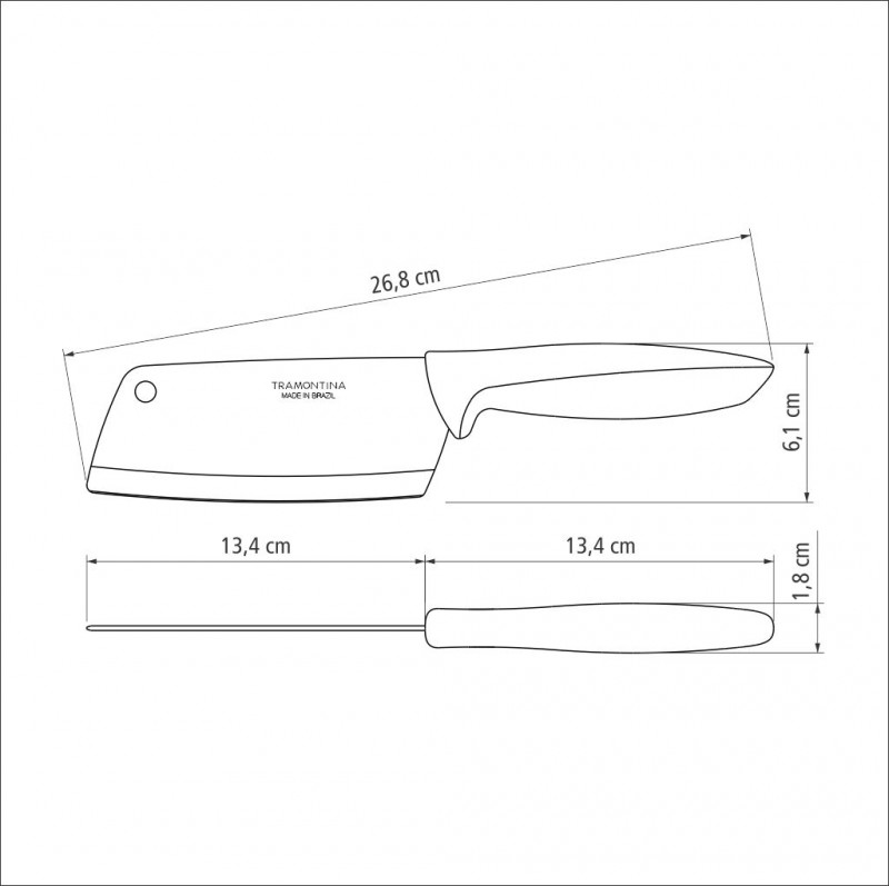 Faca Cutelo Carne Churrasco Tramontina Aço Inox 5 Polegadas