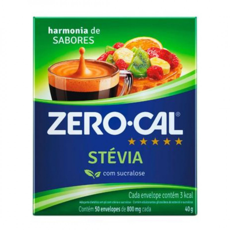 ADOCANTE PO ZERO CAL STEVIA C/50 UN - SUCRALOSE UN COM 50 UN