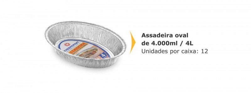 ASSADEIRA ALUMÍNIO OVAL 4 LT THERMOPRAT - 1 UNIDADE