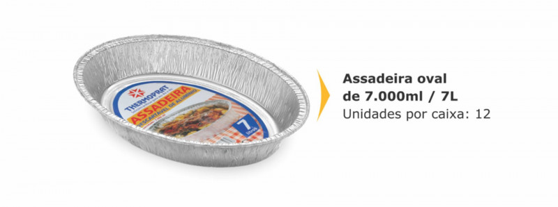 ASSADEIRA ALUMÍNIO OVAL 7 LT THERMOPRAT - CAIXA C/ 12 UNIDADES
