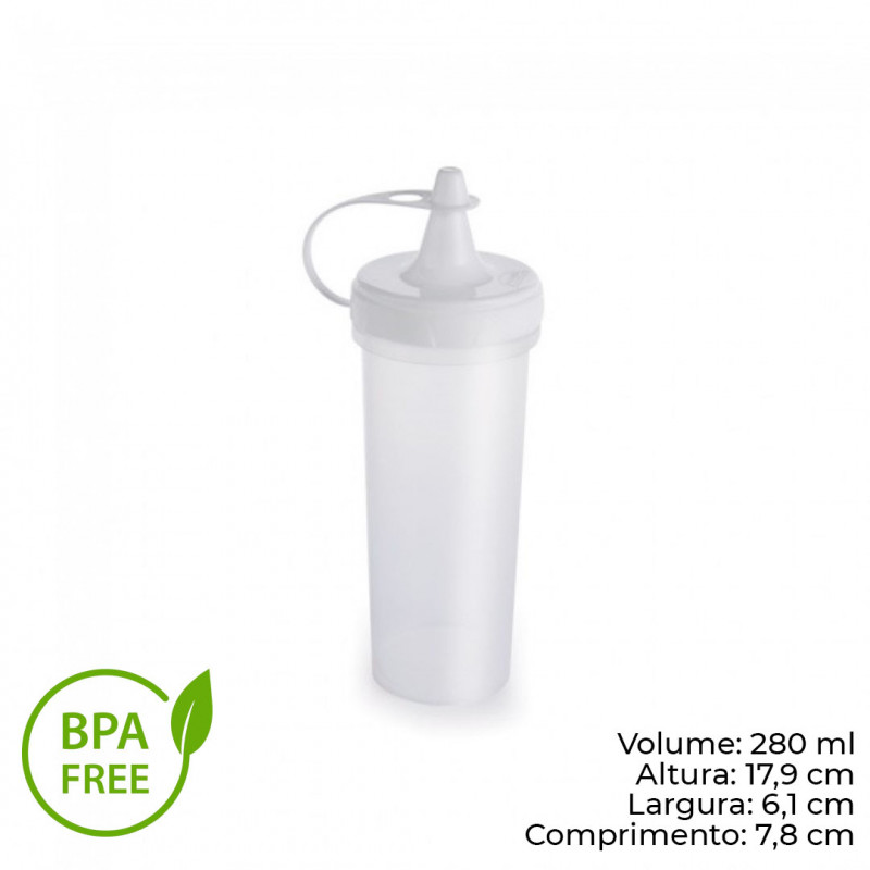 BISNAGA PLÁSTICA C/ TAMPA BRANCA 280 ML PLASÚTIL (8825)