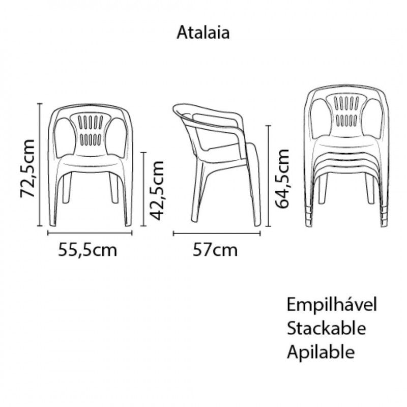 POLTRONA/CADEIRA PLÁSTICA ATALAIA BRANCA - 1 UNIDADE