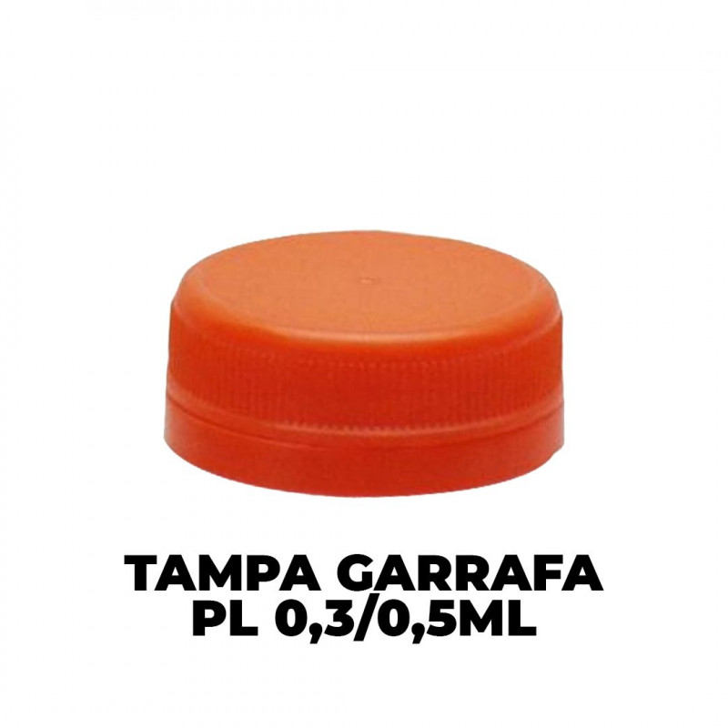 TAMPA P/ GARRAFA PEAD E PET 300 ML E 500 ML LARANJA C/ ROSCA USICOMP - 100 UNIDADES