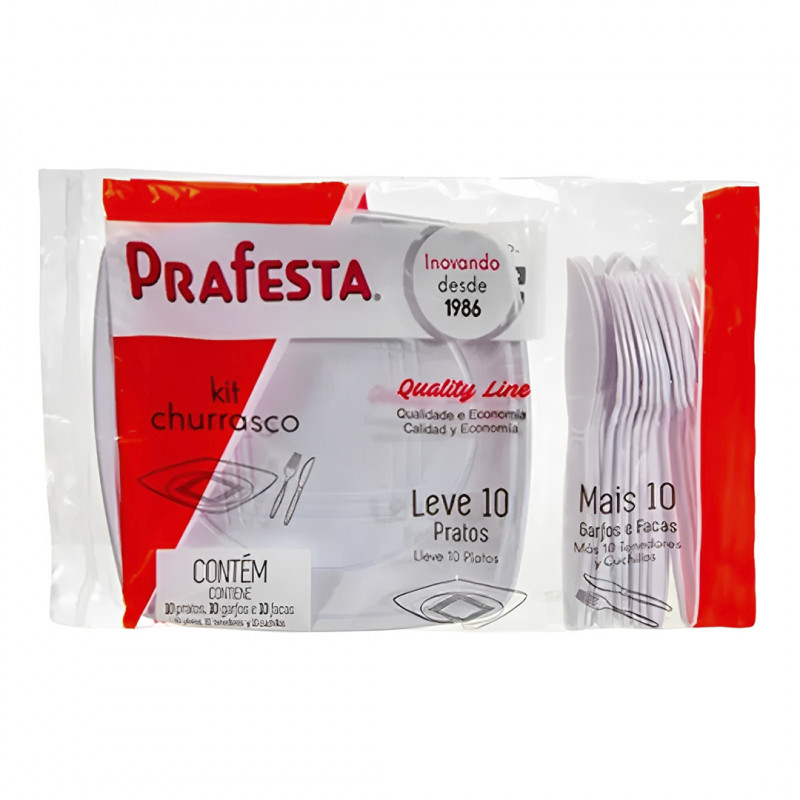 CJ PRATO+GARFO MASTER CHURRASCO PRAFESTA BRANCO PT CX C/ 200 UN (6101)