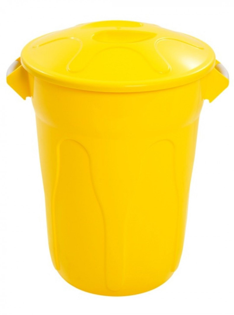 Cesto Lixeira Balde Plástico Com Tampa 100Lts Amarelo