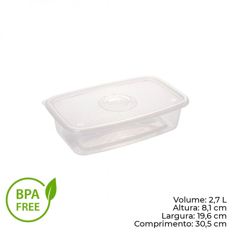 POTE RETANGULAR POP 2,7 LITROS PLASÚTIL (5775)