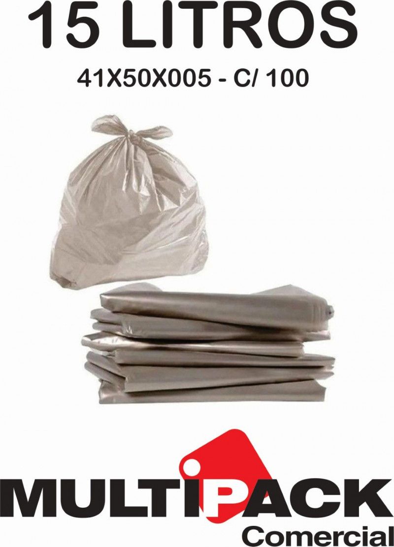 SACO DE LIXO 15 LITROS 41X50X005 MULTIPACK - TRANSP ECONOM C/ 100 UN