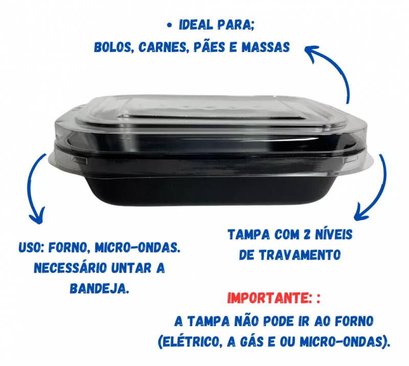 Bandeja Forneável Com Tampa 800ml Galvanotek G240 C/ 100Un