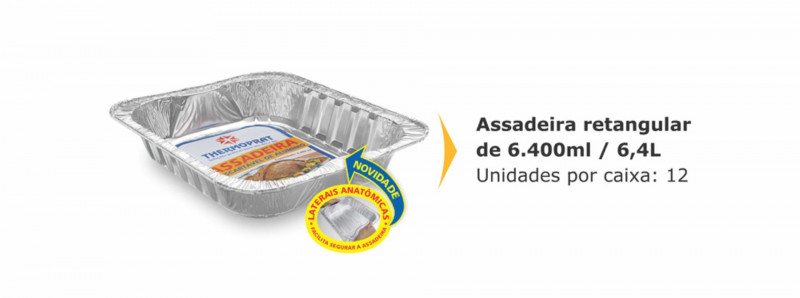 ASSADEIRA ALUMÍNIO RETANGULAR 6,4 LT THERMOPRAT - 1 UNIDADE