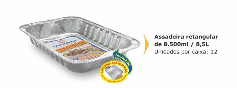 ASSADEIRA ALUMÍNIO RETANGULAR 8,5 LT THERMOPRAT - 1 UNIDADE
