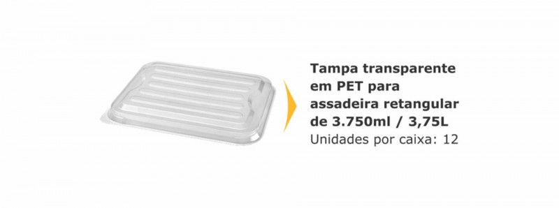 TAMPA PET P/ ASSADEIRA RETANGULAR 3,75 LT THERMOPRAT - 1 UNIDADE