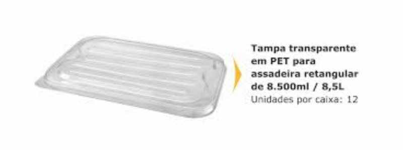 TAMPA PET ASSADEIRA RETANGULAR 8,5 LT THERMOPRAT - CAIXA C/ 12 UNIDADES