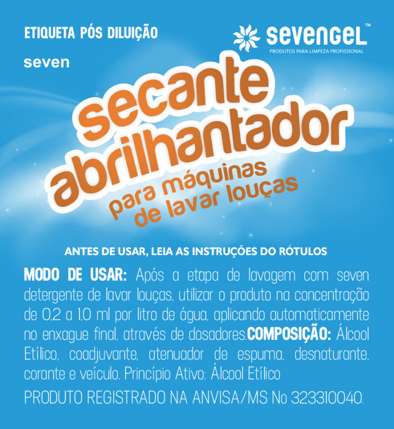 SECANTE ABRILHANTADOR PARA MÁQUINAS DE LAVAR LOUÇAS 20 LTS SEVENGEL (2845)