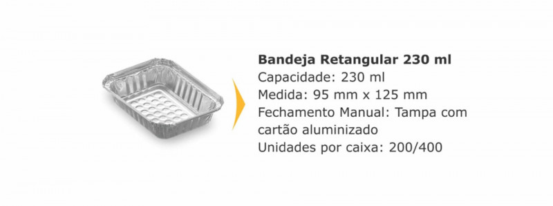 BANDEJA ALUMíNIO 230 GR THERMOPRAT - CAIXA C/ 200 UNIDADES