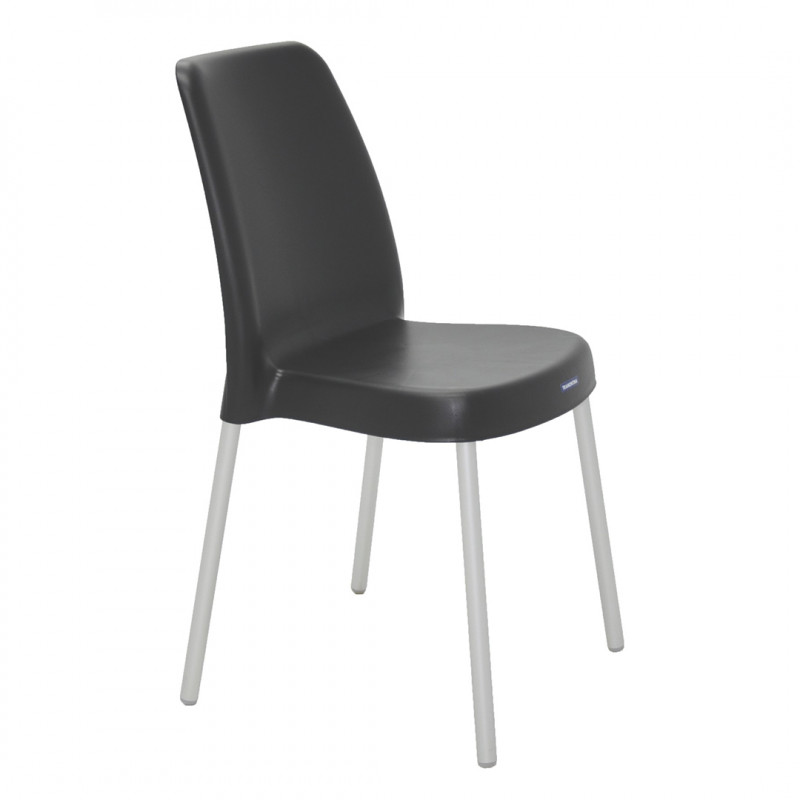 Cadeira Plastica Tramontina Vanda Preta Pernas De Aluminio