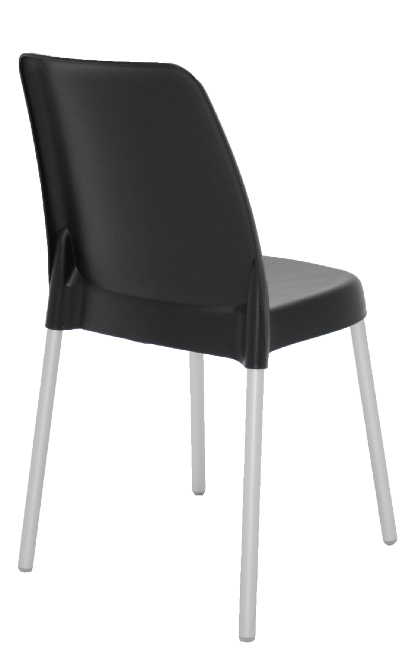 Cadeira Plastica Tramontina Vanda Preta Pernas De Aluminio