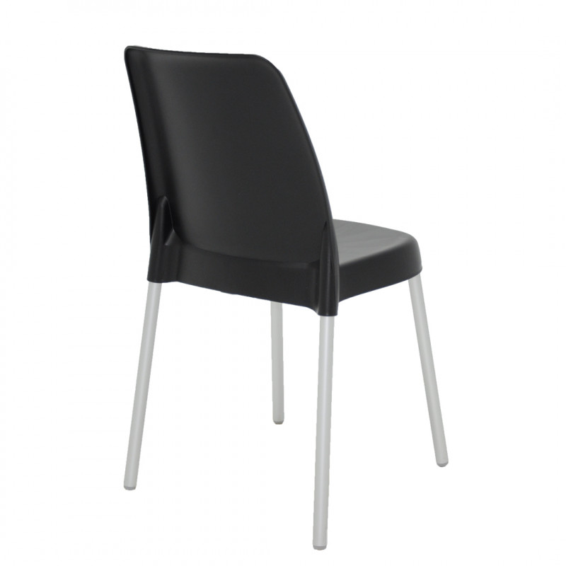 Cadeira Plastica Tramontina Vanda Preta Pernas De Aluminio