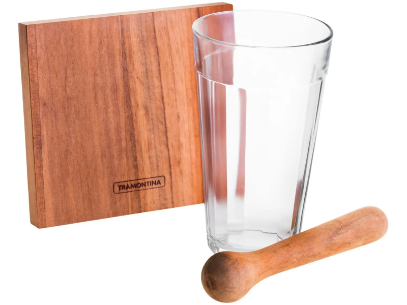 Kit Caipirinha Tramontina 3 Pçs Copo 450ml Tábua Macerador