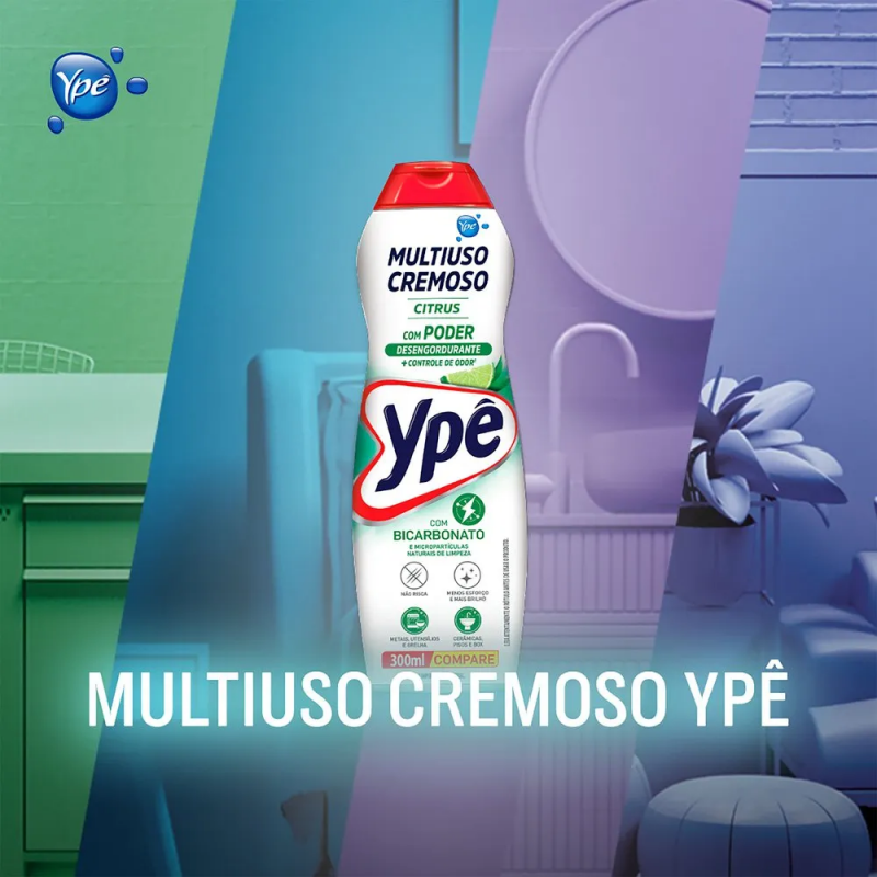 Limpador Saponáceo Cremoso Multiuso Ypê 300ml Citrus 24 Un
