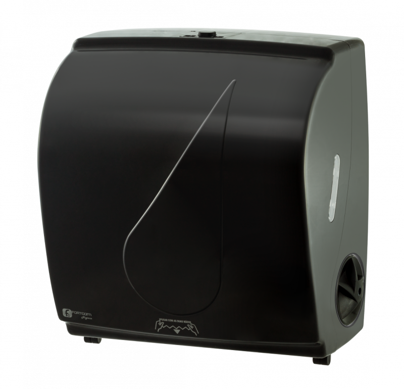 DISPENSER PARA PAPEL TOALHA BOBINA A CORTE BLACK FORTCOM CX C/ 1 UN (LDAU200)