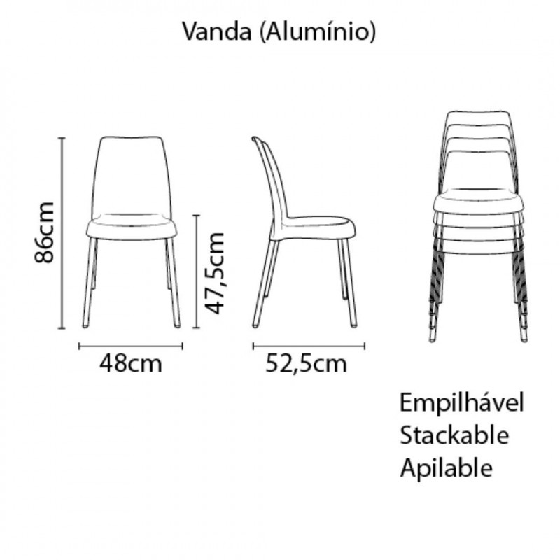 Cadeira Plástica Vanda Vermelha E Pernas Alumínio Tramontina
