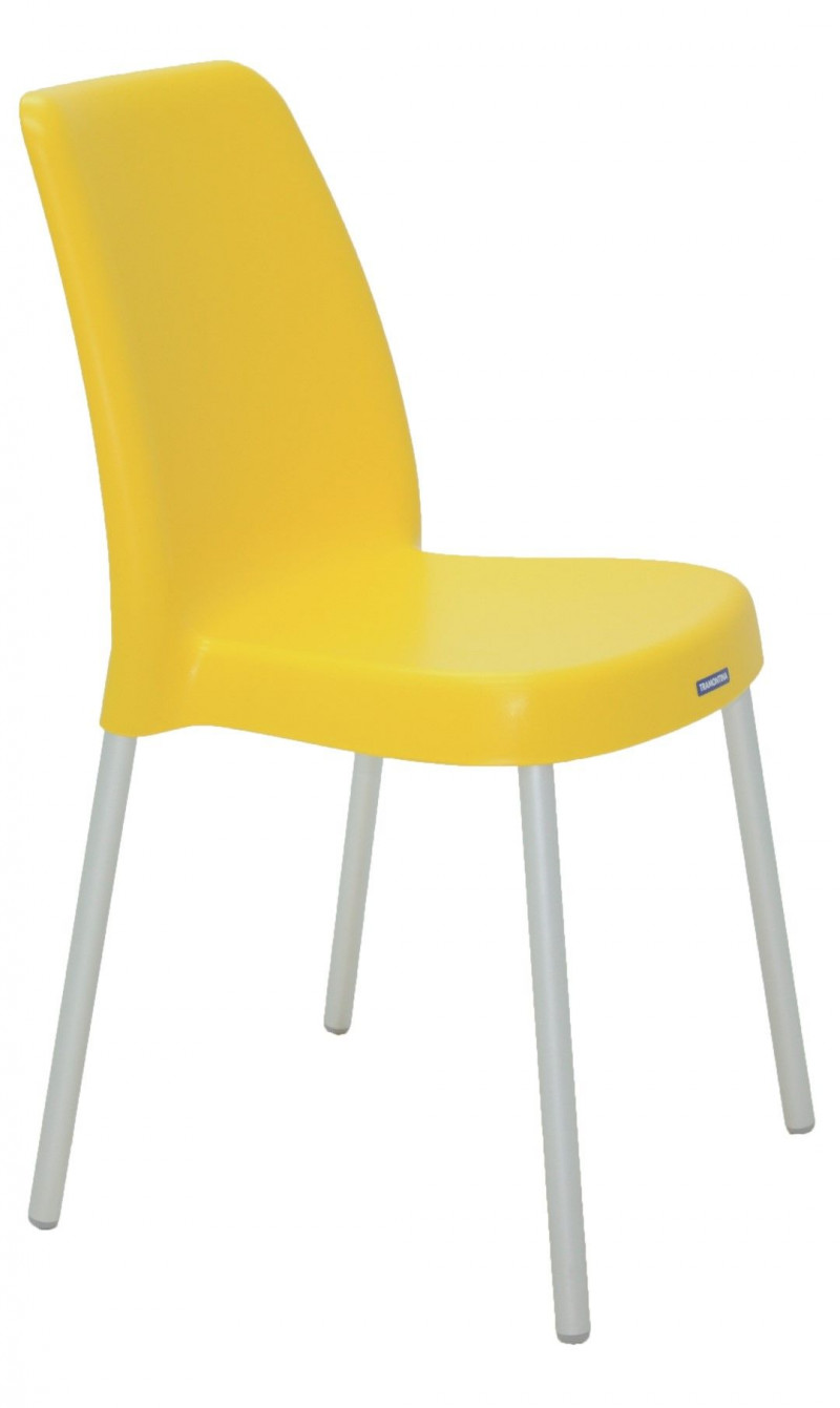 Cadeira Plástica Vanda Amarela C/ Pernas Alumínio Tramontina