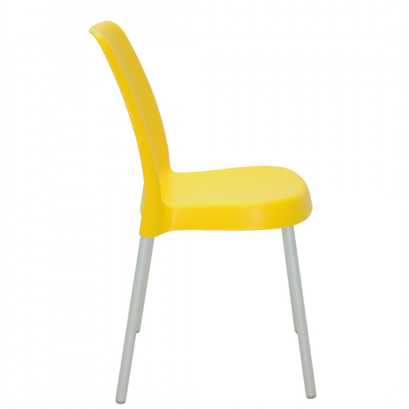 Cadeira Plástica Vanda Amarela C/ Pernas Alumínio Tramontina