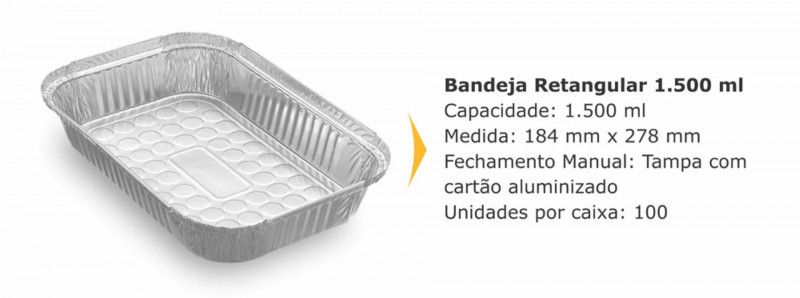 BANDEJA ALUMÍNIO 1500 GR THERMOPRAT - CAIXA C/ 100 UNIDADES