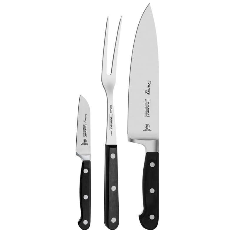 Jogo De Facas Tramontina Century Com Lâminas Em Aço Inox 3u
