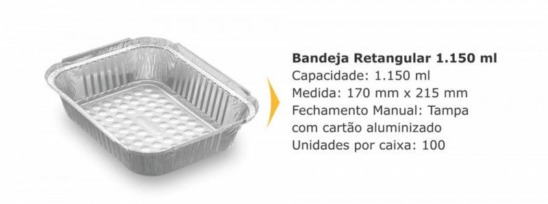 BANDEJA ALUMÍNIO 1150 GR THERMOPRAT - CAIXA C/ 100 UNIDADES