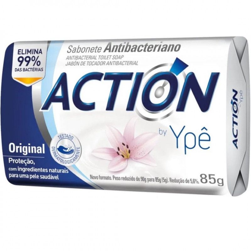 Sabonete 85 Gr Antibacteriano Ypê Action Original 72 Un